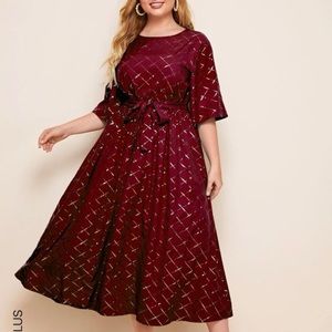 Burgundy and gold A line dress